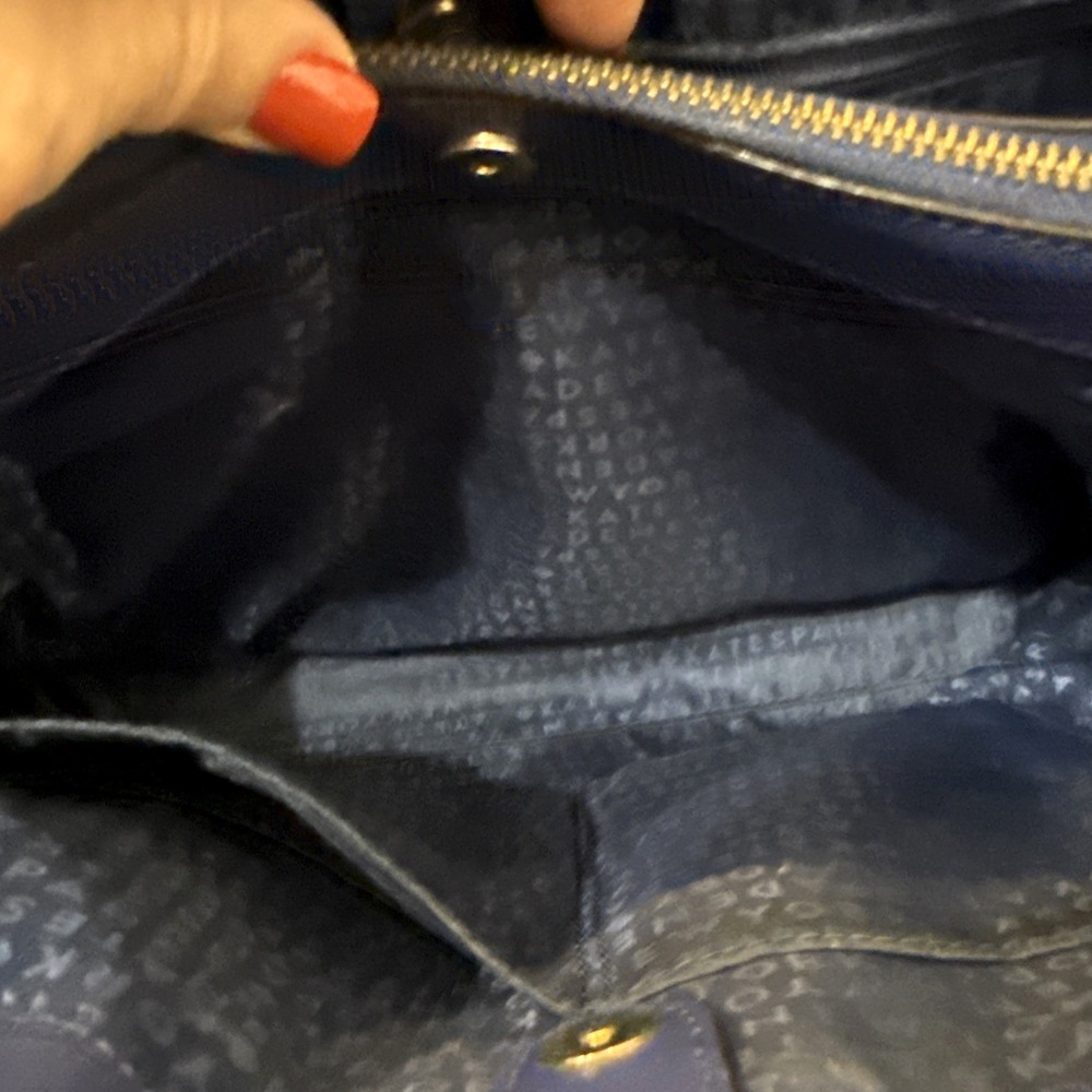 Kate Spade Evangelie Laurel Way Sapphire Blue Saffiano Leather Purse Tote *See - Picture 7 of 16